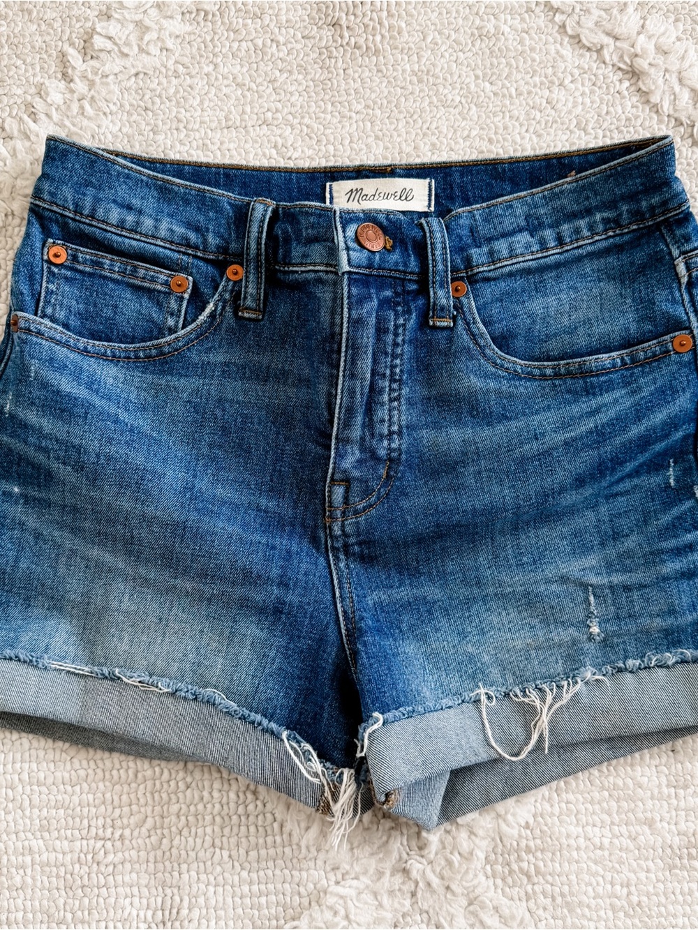 Madewell Dark Blue Distressed Denim Cutoff Shorts